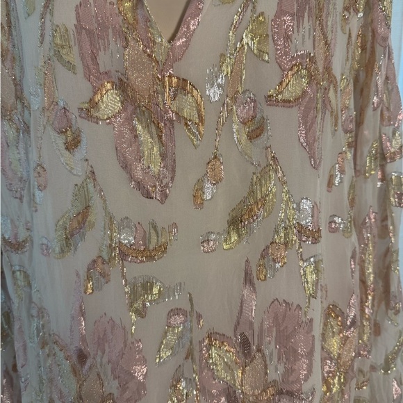 Lilly Pulitzer Metallic Silk Blend Floral Blouse XL - Picture 3 of 8